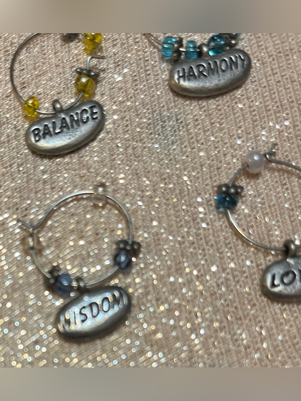 Handcrafted Wine Glass Charms Inspirational Words Silver Tone Pewter Pendents 4 - Picture 3 of 6